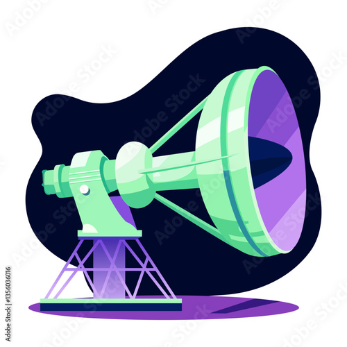 Space giant telescope illustration in flat style 
