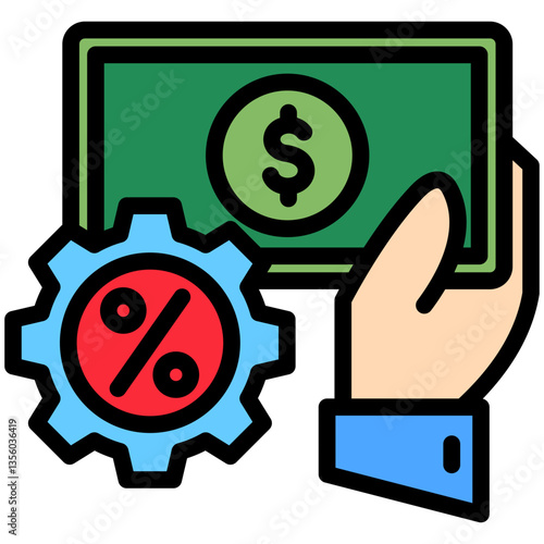 Platform Fee outline color icon, mini illustration. use for economy, business, finance, ecommerce, payment service UI, UX kit, app and web development, digital or print.
