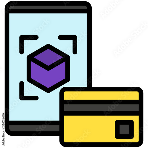 Microtransaction outline color icon, mini illustration. use for economy, business, finance, ecommerce, payment service UI, UX kit, app and web development, digital or print.
