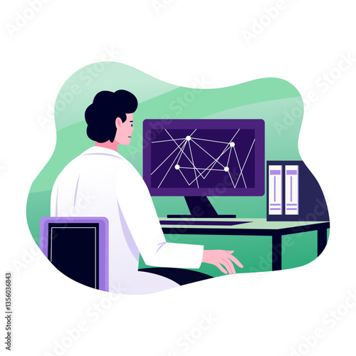 A character study quantum computing, flat style illustration 