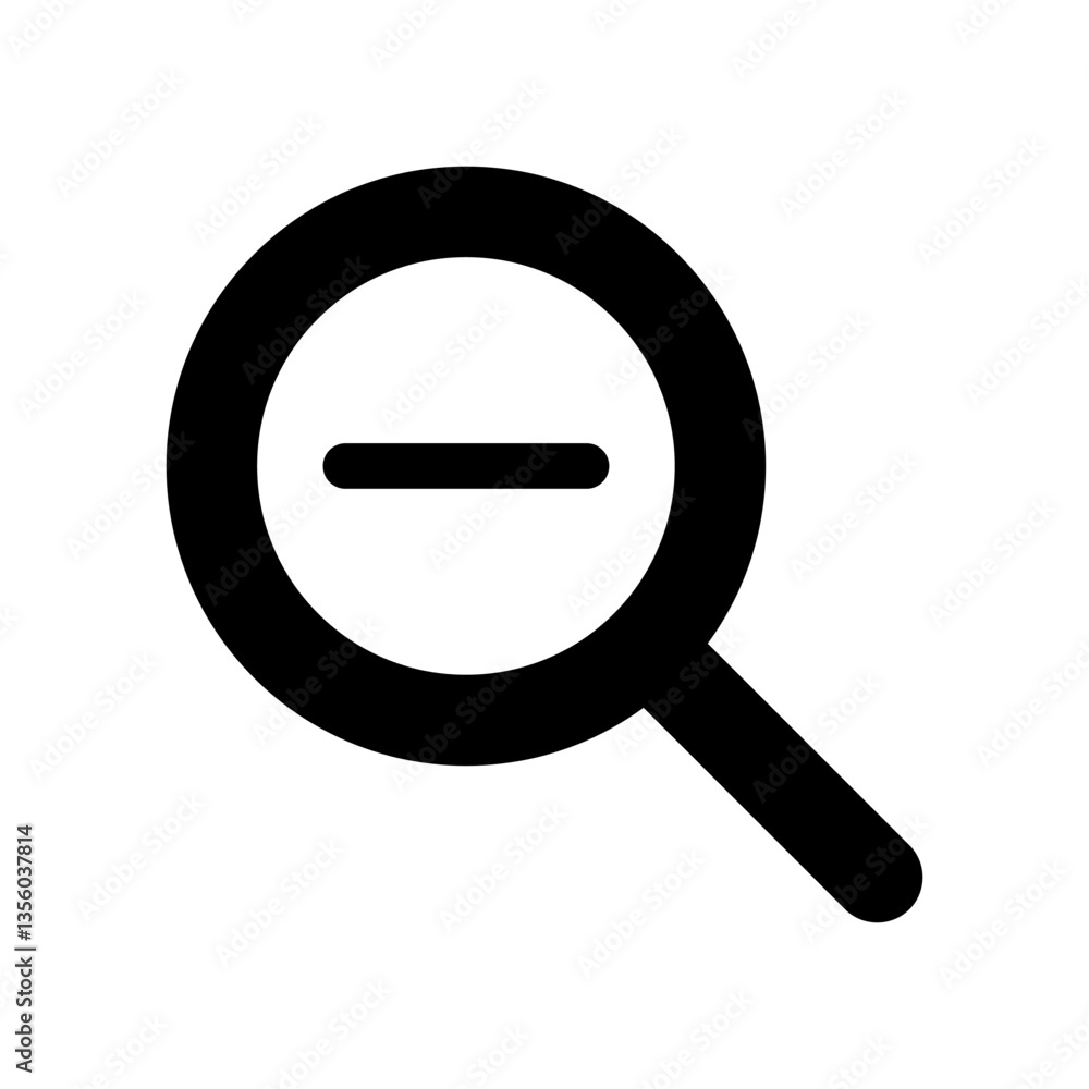 虫眼鏡にマイナスの記号があるアイコンイラスト 虫眼鏡にマイナスの記号があるアイコンイラスト