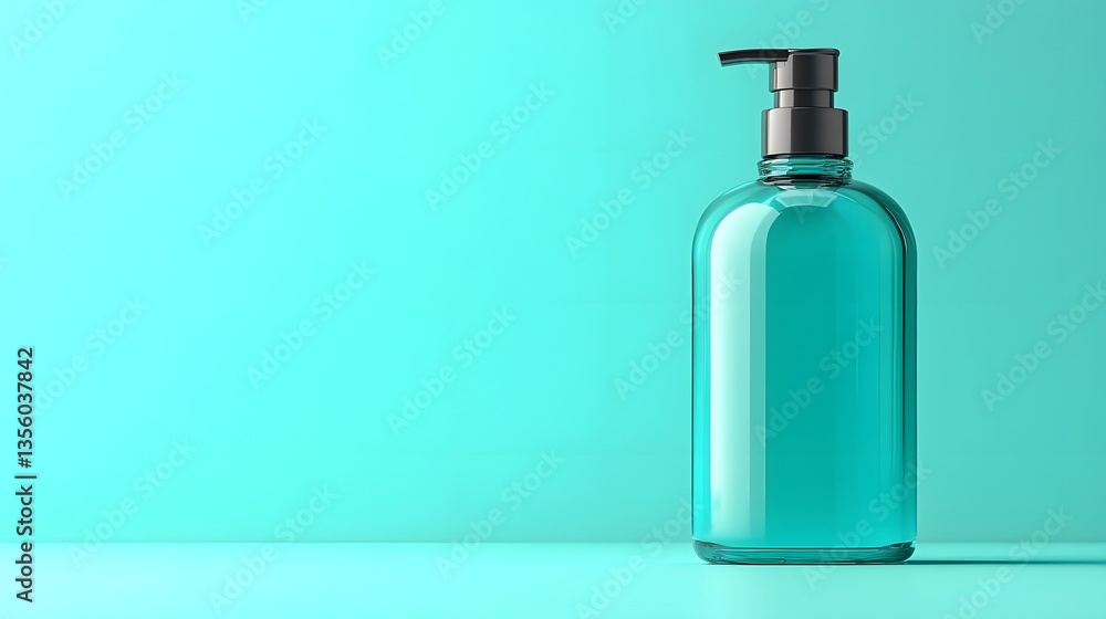 Clear Glass Bottle With Wooden Cap on a Pastel Green Background Clear Glass Bottle With Wooden Cap on a Pastel Green Background