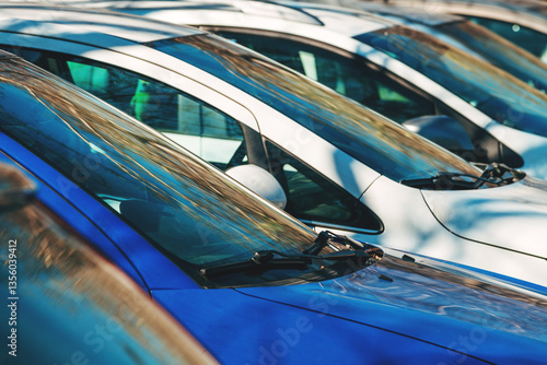 Cars on parking lot on a sunny day