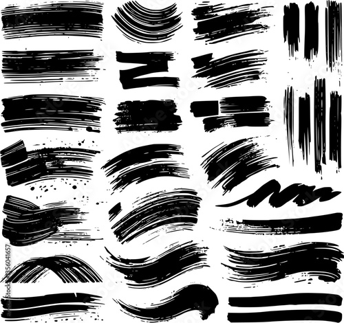 abstract black ink brush strokes collection