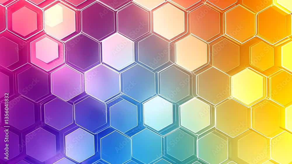 Dynamic Honeycomb Grid Animation with Vibrant Spectrum Colors and Subtle Shifts Dynamic Honeycomb Grid Animation with Vibrant Spectrum Colors and Subtle Shifts