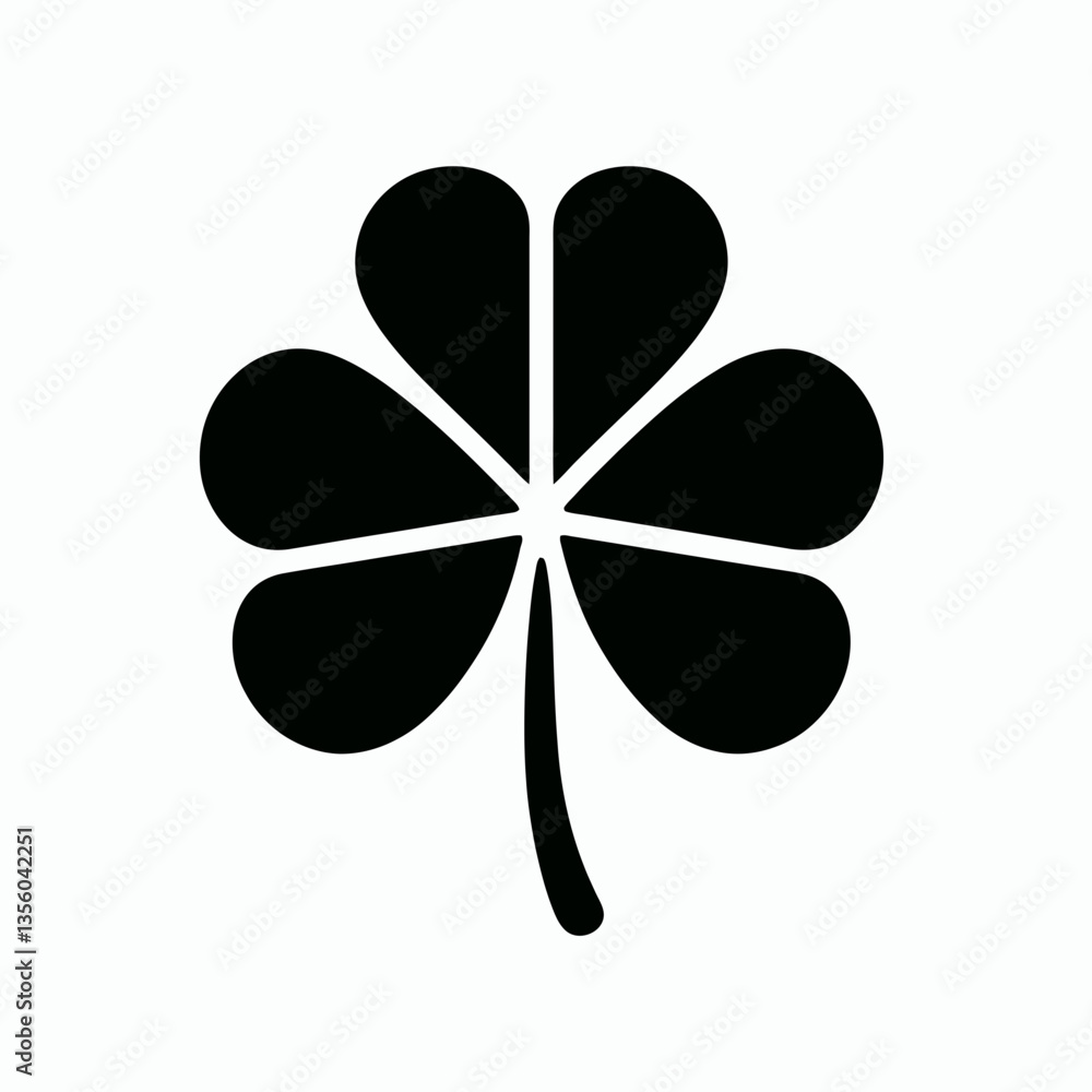 Clover Leaf silhouette in black on a white background Clover Leaf silhouette in black on a white background