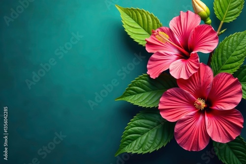 Wallpaper Mural Bold, vibrant hibiscus flowers and tropical foliage in bright colors , illustration, hibiscus Torontodigital.ca