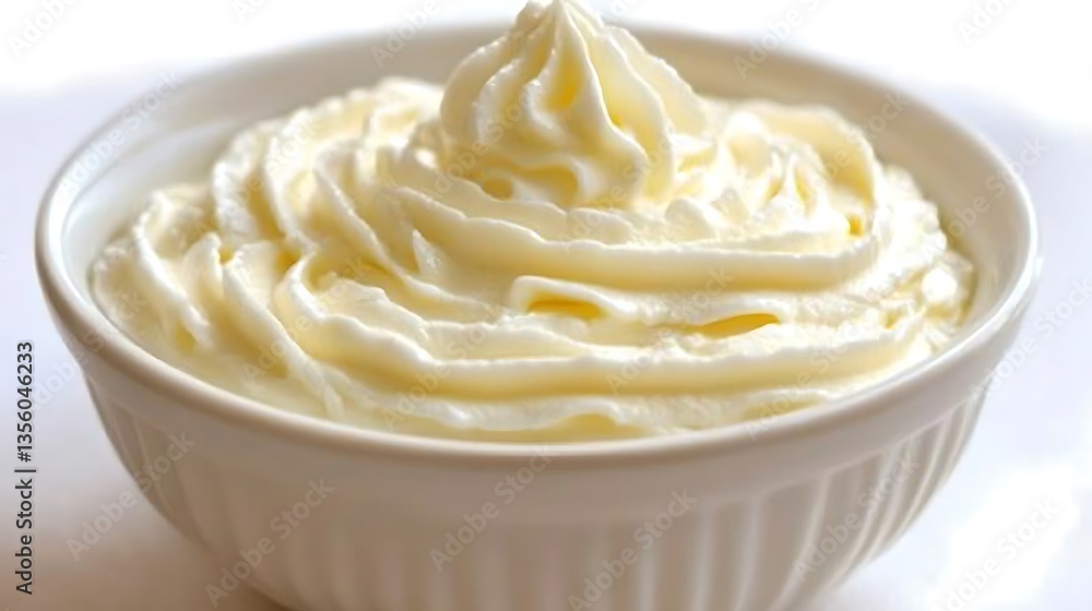 Creamy whipped topping in bowl. Creamy whipped topping in bowl.