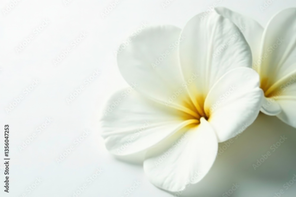 Fototapeta premium Close-up of pristine white flower petals on pure white background, botany, flora