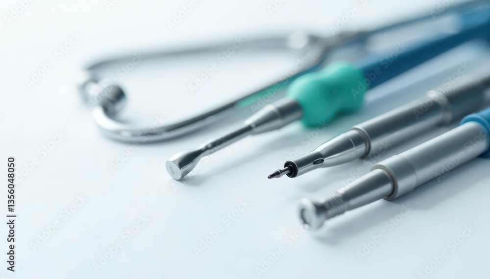 Close-up of veterinary instruments on white background, pure, white Close-up of veterinary instruments on white background, pure, white