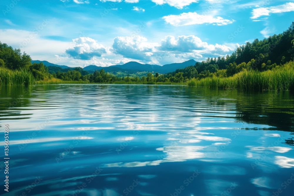 Fototapeta premium clear river and mountains