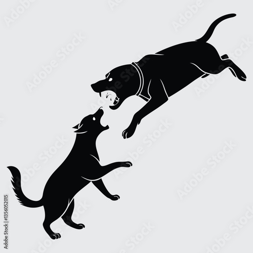 A cat dodging a dog’s attack image silhouette design vector art and illustration