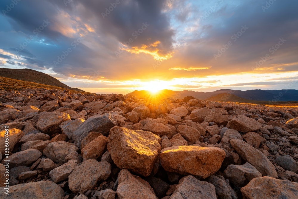 Obraz premium Rocky mountain sunset landscape