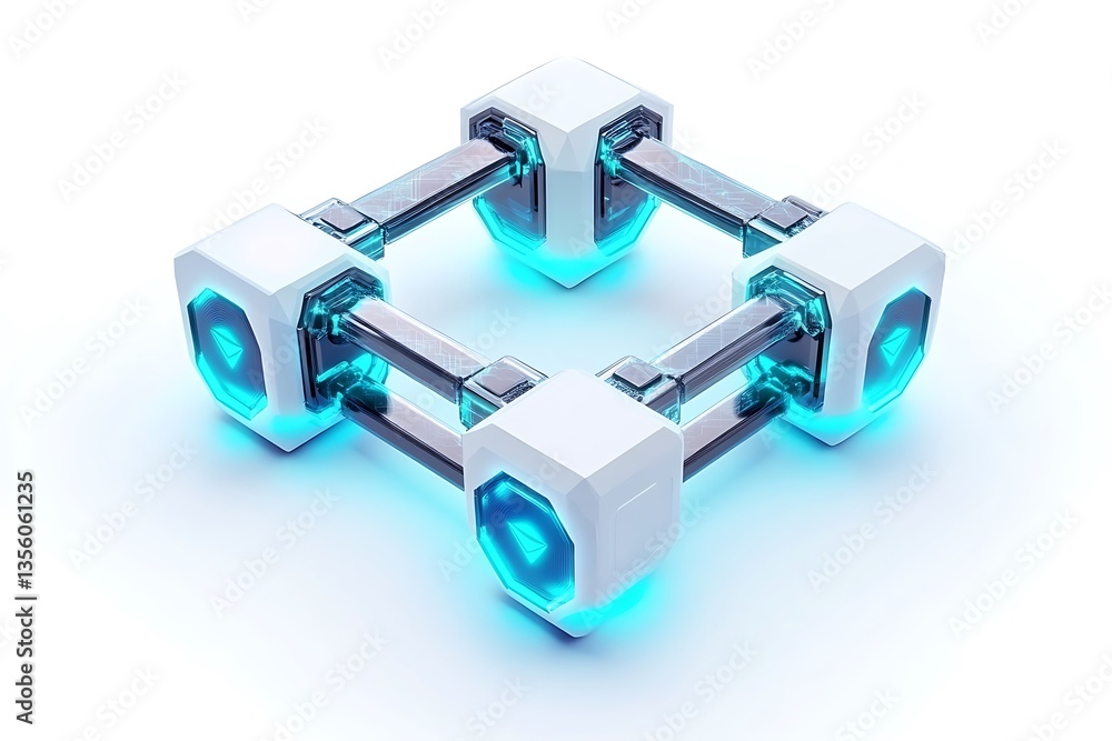 3D Icon of a Futuristic Blockchain-Powered Economy. 3D Icon of a Futuristic Blockchain-Powered Economy.