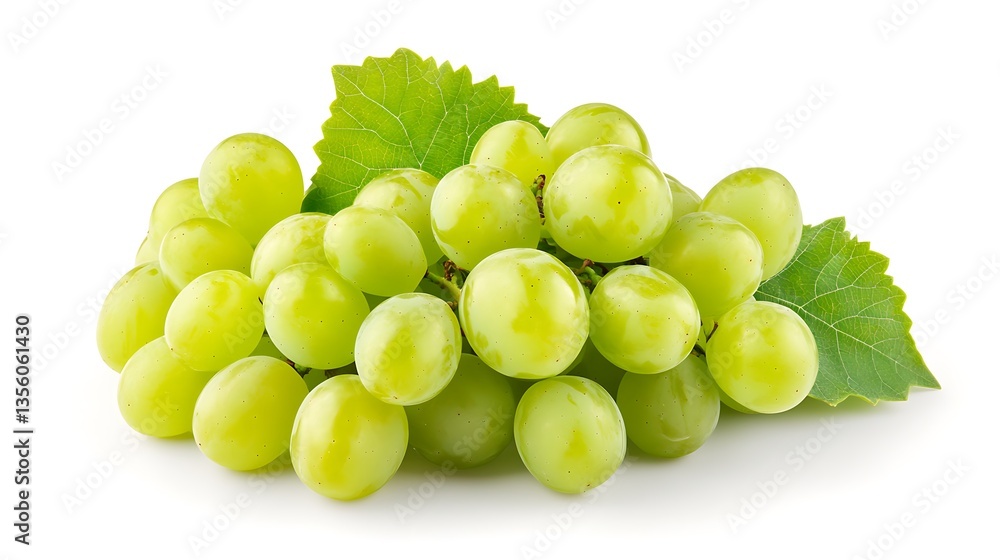 Fresh green grapes with leaves isolated on white. (1) Fresh green grapes with leaves isolated on white. (1)