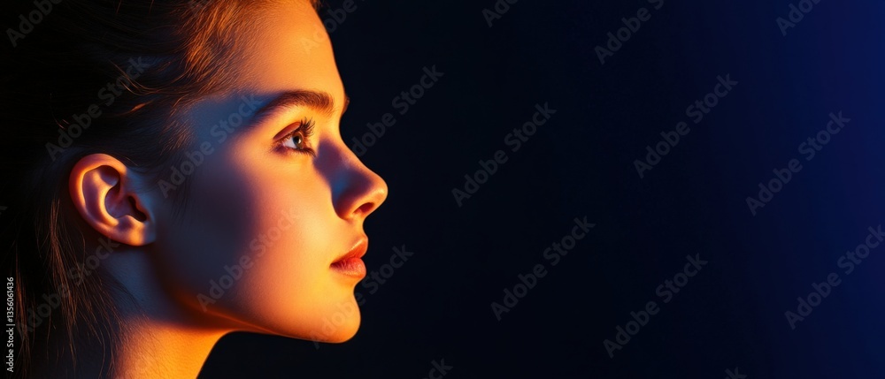 Woman's face in the dark Woman's face in the dark