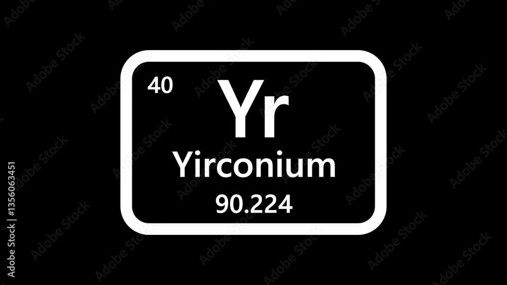 Zirconium element icon, Periodic table element Zirconium icon. Element of the periodic table of the Mendeleev system icon animation. Zirconium element icon, Periodic table element Zirconium icon. Element of the periodic table of the Mendeleev system icon animation.