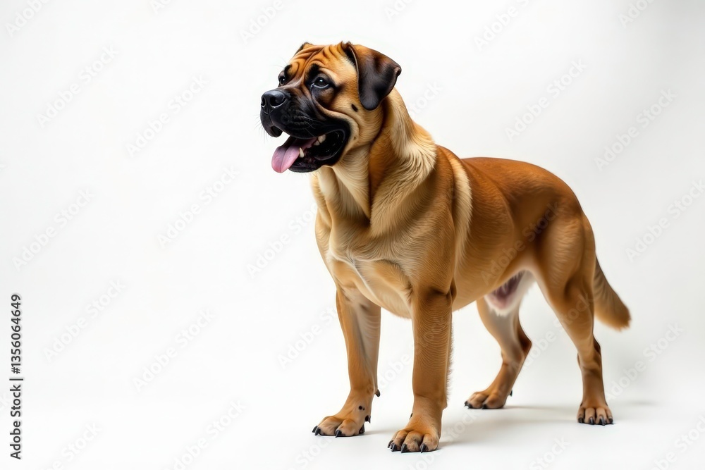 Majestic mastiff, powerful stance, white background, powerful jaw, full body Majestic mastiff, powerful stance, white background, powerful jaw, full body