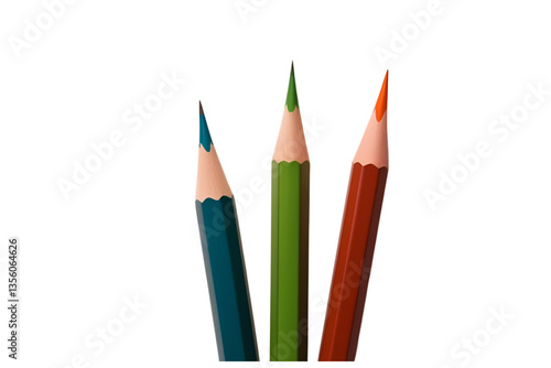 colored pencils, green red blue, white background, isolated, no background