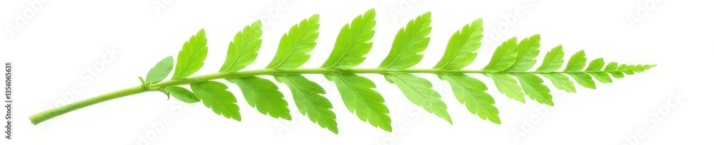 Fototapeta premium single fern frond isolated on white background, simple, isolated