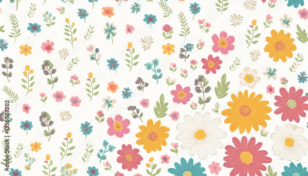 Floral seamless pattern. Pretty flowers on a white background. Floral seamless pattern. Pretty flowers on a white background.
