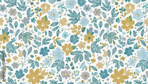 Wallpaper Mural Floral seamless pattern. Pretty flowers on a white background. Torontodigital.ca