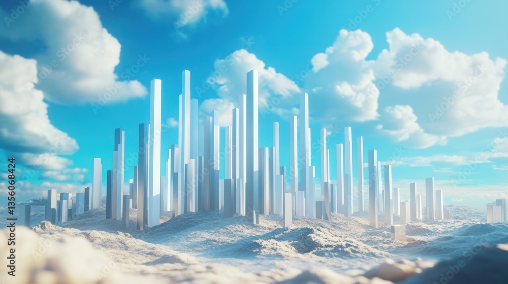 Fototapeta premium Futuristic Cityscape on a Sandy Plain under a Bright Sky
