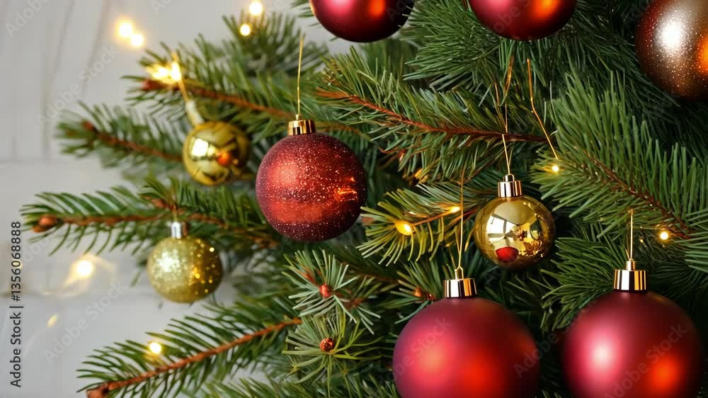 A close-up of a festive Christmas arrangement featuring shiny ornaments and greenery, evoking a warm holiday atmosphere. A close-up of a festive Christmas arrangement featuring shiny ornaments and greenery, evoking a warm holiday atmosphere.