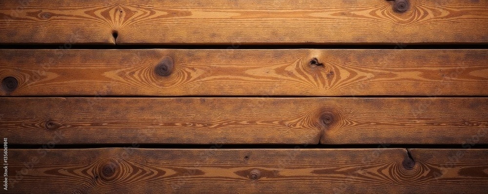 Obraz premium Warm toned, aged timber wall with knot detail Horizontal wood pattern , timber wall, barn wood
