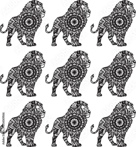Black silhouette vector lion design. design black silhouettes of animals. 