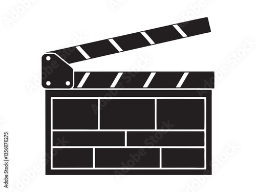 
movie clapper vector silhouette , cinema clapperboard silhouette, clapper board logo icon vector, movie clapper icon on black and white vector on white background