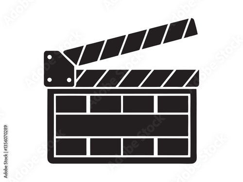
movie clapper vector silhouette , cinema clapperboard silhouette, clapper board logo icon vector, movie clapper icon on black and white vector on white background