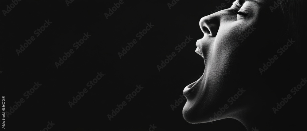 Woman with open mouth profile Woman with open mouth profile