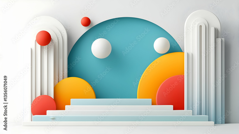 Abstract Geometric 3D Background with Pastel Colors and Minimalist Shapes Abstract Geometric 3D Background with Pastel Colors and Minimalist Shapes