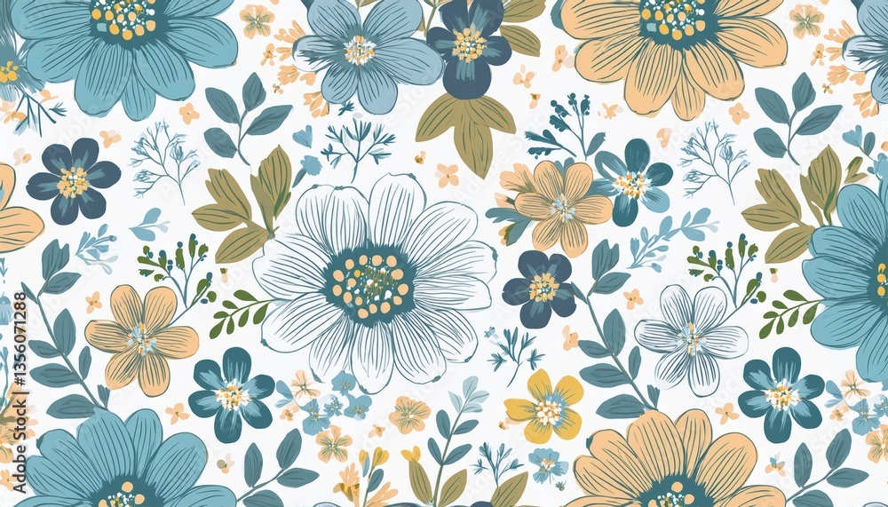 Floral seamless pattern. Pretty flowers on a white background. Floral seamless pattern. Pretty flowers on a white background.