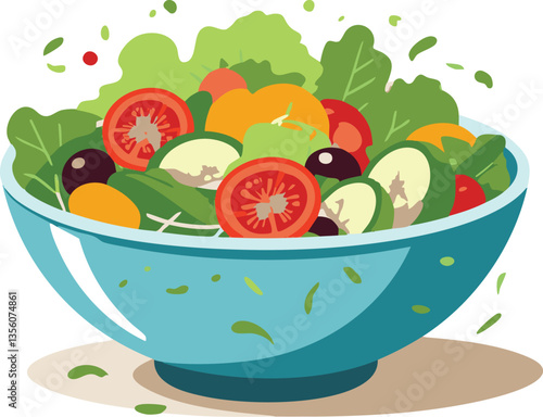 Fresh Green Salad Bowl, Healthy Nutrients, Simple and Attractive Design, Modern Style, Balanced Nutrition