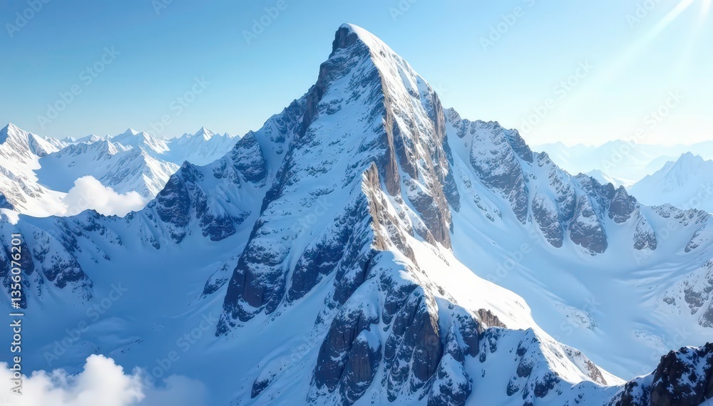 custom made wallpaper toronto digitalSnow-covered mountain peak, brilliant white light, winter landscape, sunlight