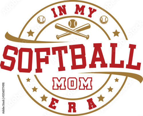In My Softball Mom ERA vector design. Perfect for softball moms. Editable in Illustrator.