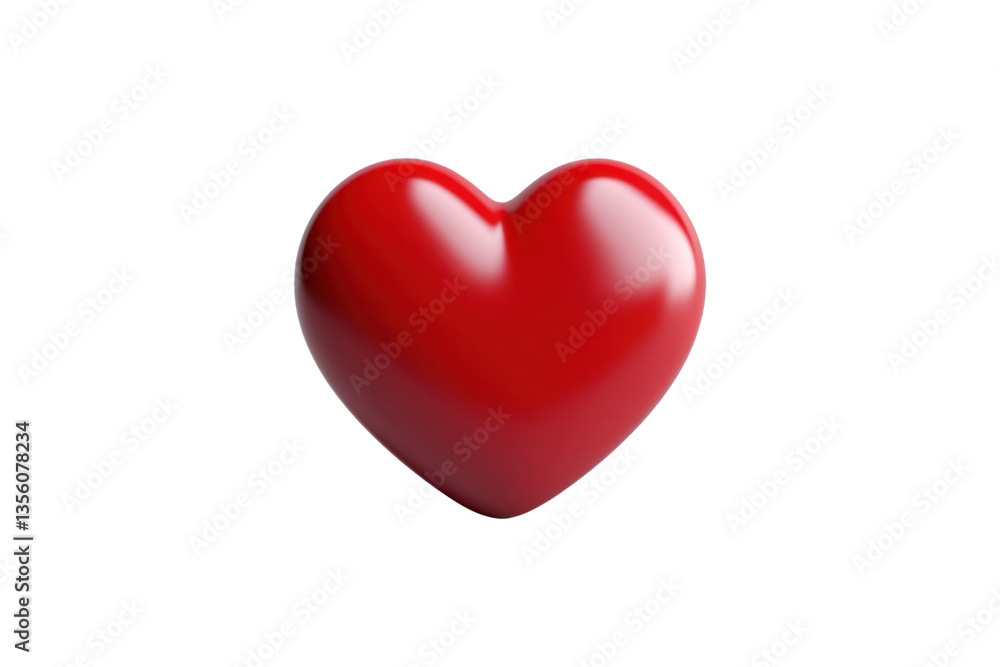 A large red heart with a soft shadow and a 3D effect isolated on white background A large red heart with a soft shadow and a 3D effect isolated on white background