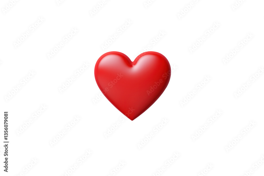 A flat red heart with a minimalistic design and a clean matte texture isolated on white background A flat red heart with a minimalistic design and a clean matte texture isolated on white background