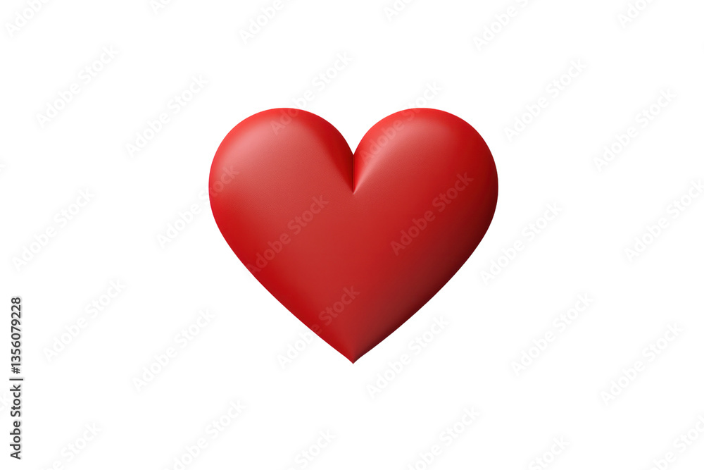 A flat red heart with a minimalistic design and a clean matte texture isolated on white background A flat red heart with a minimalistic design and a clean matte texture isolated on white background