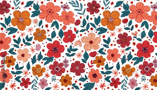 Floral seamless pattern. Pretty flowers on a white background.