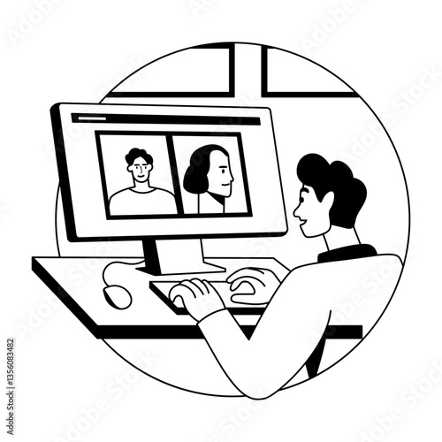 A glyph illustration of a character making visual art 