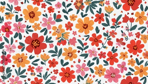 Floral seamless pattern. Pretty flowers on a white background.