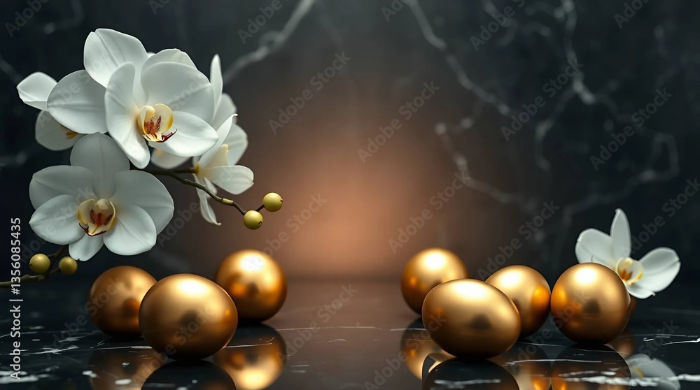 Fototapeta premium Chic Paris Easter Scene with Luxury Store Reflections and Designer-Inspired Eggs