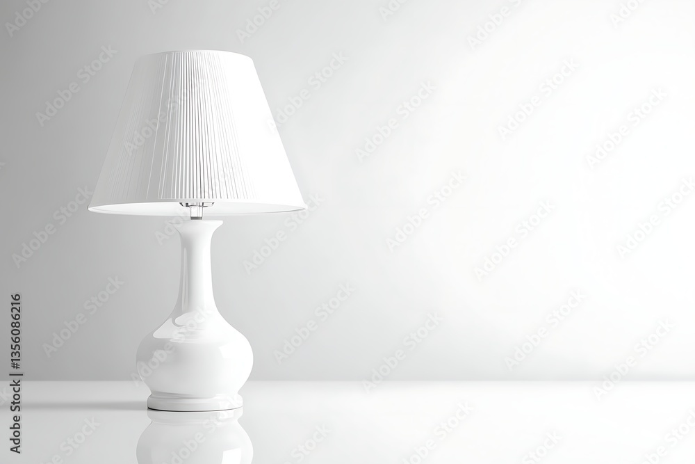 White lamp on table, clean studio backdrop for product showcase or room mockup White lamp on table, clean studio backdrop for product showcase or room mockup