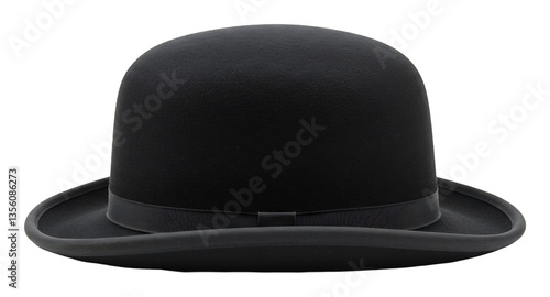 Obraz na płótnie Classic Black Bowler Hat Studio Shot Soft Lighting. AI Generated