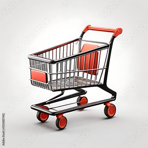 Clean 3D shopping cart icon for e-commerce themes