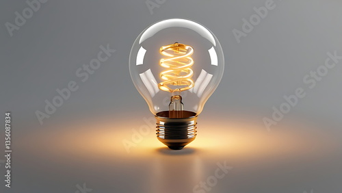 3D rendered light bulb icon with realistic glow