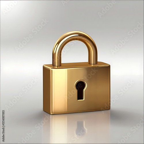 Golden 3D lock icon symbolizing security and protection